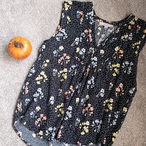 Loft floral split neck top